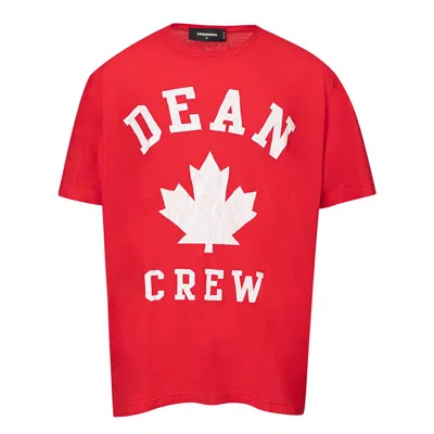 Dsquared2 Overfit T-shirt In Red Cotton With Print . In Red