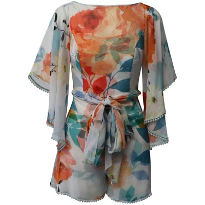 Charo Ruiz Floral Print Open-back Jumpsuit In Multicolor Polyester In Multi