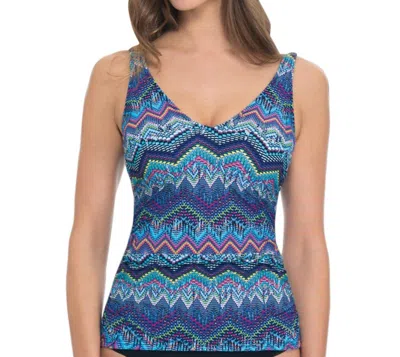 Profile By Gottex D-cup Underwire V-neck Tankini Top In Skyline In Multi