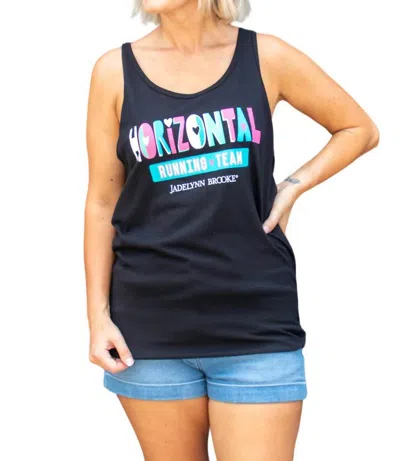 Jadelynn Brooke Horizontal Running Tank Top In Black In Blue