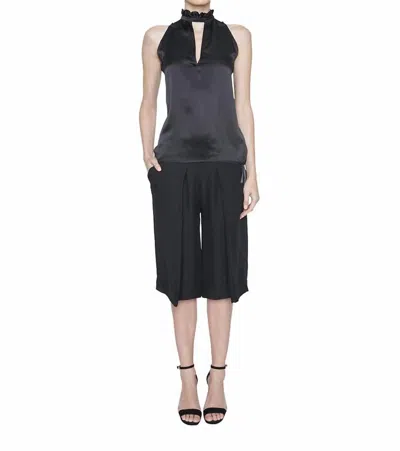 Maison De Papillon Vonne Silk Ruffled Blouse In Noir In Grey