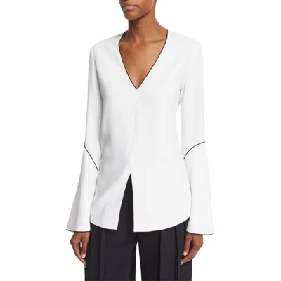 Derek Lam 10 Crosby Split Hem Blouse In White In White