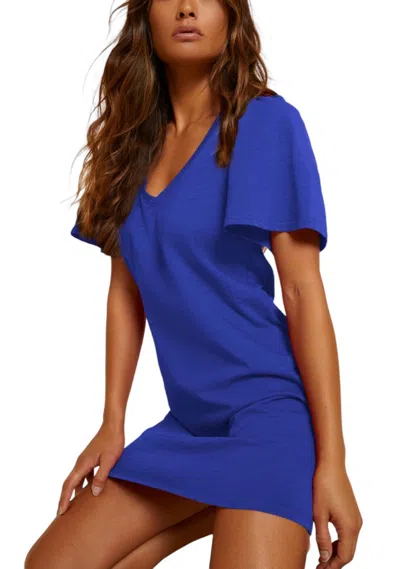 Nation Ltd Mallory Flutter Sleeve Dress In Blue In Blue