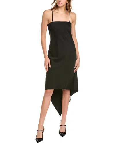 Helmut Lang Fitted Evening Dress With Scarf Hem Design In Black