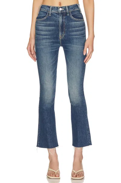 Mother Hustler Flood Fray Jeans In Beer Me In Blue