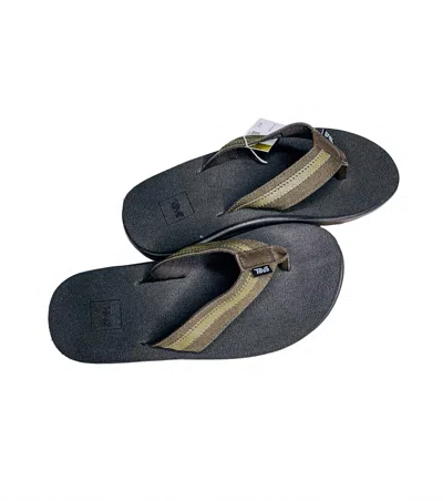 Teva Men's Voya Canvas Flip Flop In Dark Olive In Black