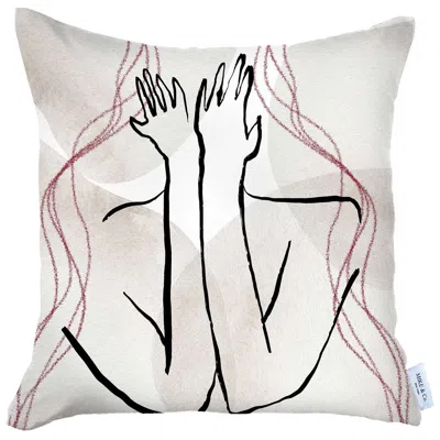 Homezia 18" X 18" Black And Grey Abstract Zippered Handmade Polyester Throw Pillow Cover