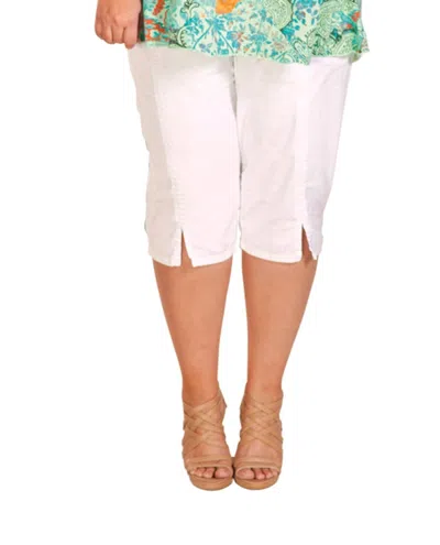 On The Plus Side Cotton Stretch Twill Crop Pants - Plus In White In White