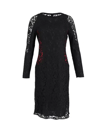Joseph Lace Shift Dress In Black Cotton In Black