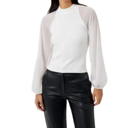 French Connection Melody High Neck Top In White In White