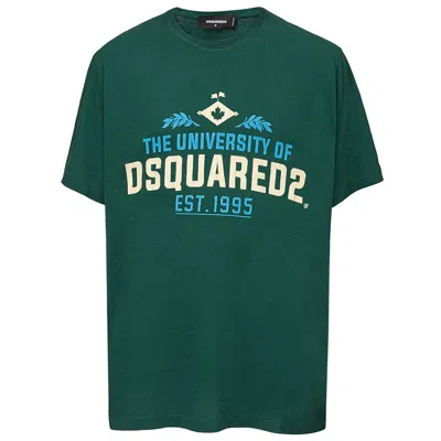 Dsquared2 Overfit T-shirt In Green Cotton With Print . In Green