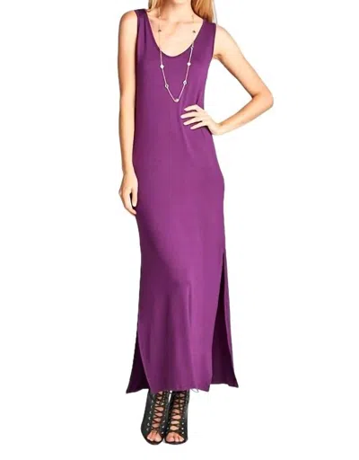 Emerald Collection Dahlia Side Slit Maxi Dress In Eggplant In Pink