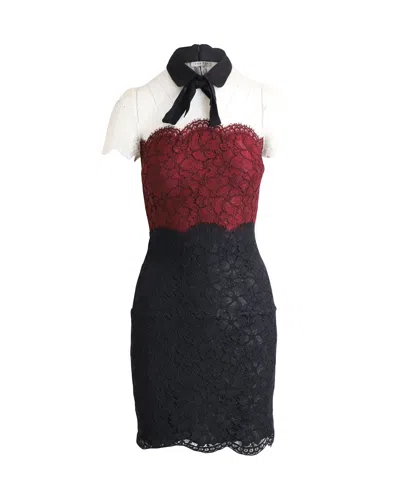 Sandro Color-block Lace Dress In Multicolor Polyester In Black