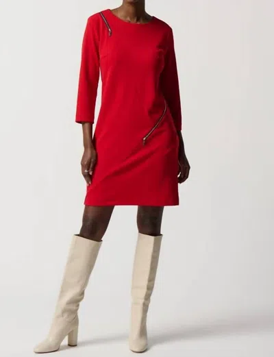 Joseph Ribkoff Straight Dress With Zipper Details In Lipstick Red In Red