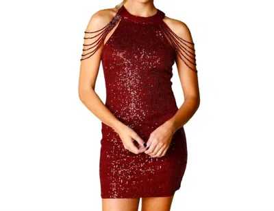 BESTTO BODYCON HOLIDAY DRESS IN BURGUNDY 