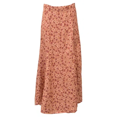 Sandro Midi Pascaline Floral-print Skirt In Orange Twill In Pink