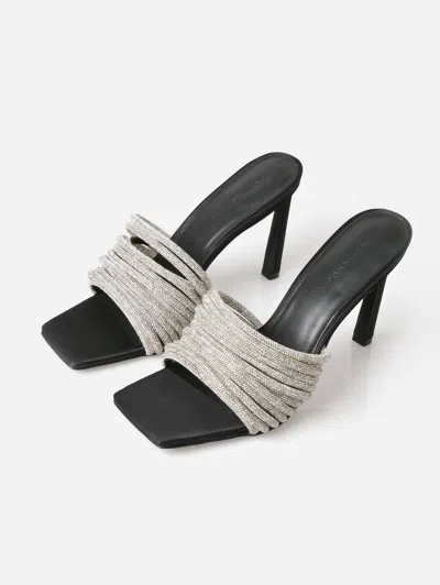 JONATHAN SIMKHAI WOMEN'S LENA MULTI STRAP CRYSTAL MULE IN BLACK 