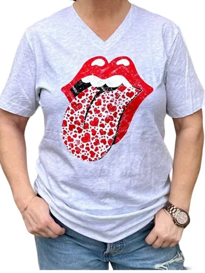 She Shed Lover Lips Tee In White In Purple