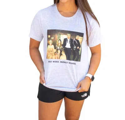 Friday + Saturday Best Wishes Short Sleeve Tee In Heather Gray In White