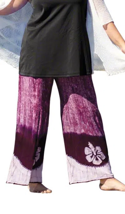 ON THE PLUS SIDE DRAWSTRING COTTON RAYON PANTS - PLUS IN WINE 