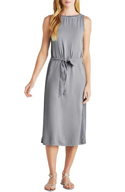 Splendid Tommie Sleeveless Side Rib Midi Dress In Grey