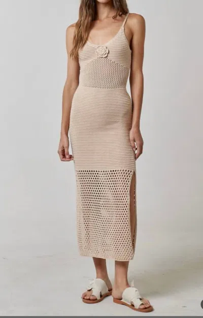 Lalavon Crochet Maxi Dress In Rosette In Pink