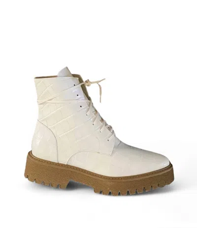 Freda Salvador Women's Emi Boots In Creme Embossed Croc In White