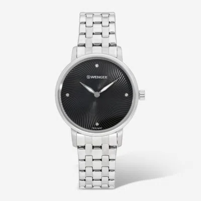 Wenger Swiss Army Ladies 01.1721.105 Urban Donnissima Black Dial Watch 35 Mm In Silver