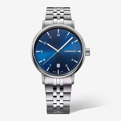 Wenger Swiss Army 01.1731.121 Urban Classic Blue Dial Watch 40mm In Silver