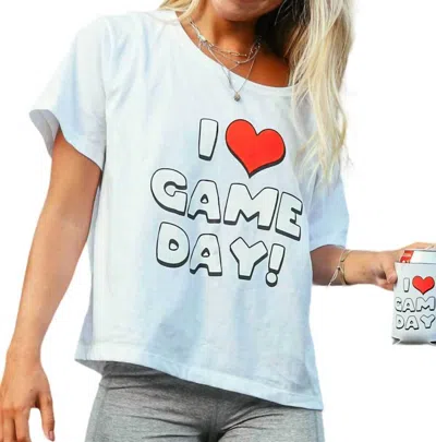 Charlie Southern I Heart Gameday Crop Tee In White In Blue