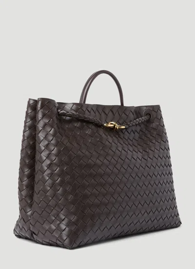 Bottega Veneta Andiamo Embellished Intrecciato Leather Tote In Brown