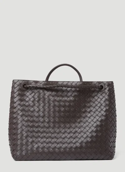 Bottega Veneta Andiamo Embellished Intrecciato Leather Tote In Brown