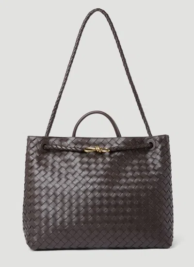 Bottega Veneta Andiamo Embellished Intrecciato Leather Tote In Brown