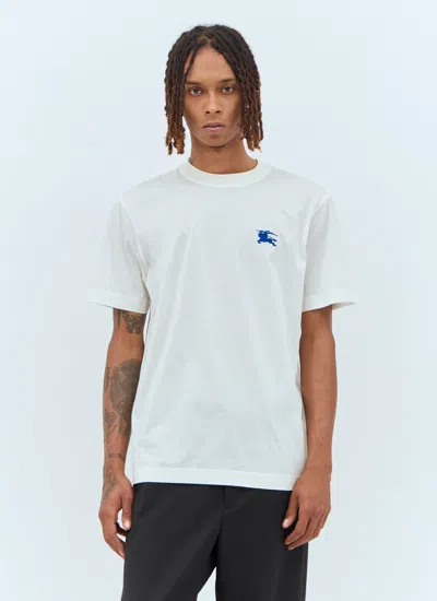 Burberry Mens Salt Ekd-embroidered Short-sleeve Cotton-jersey T-shirt In White