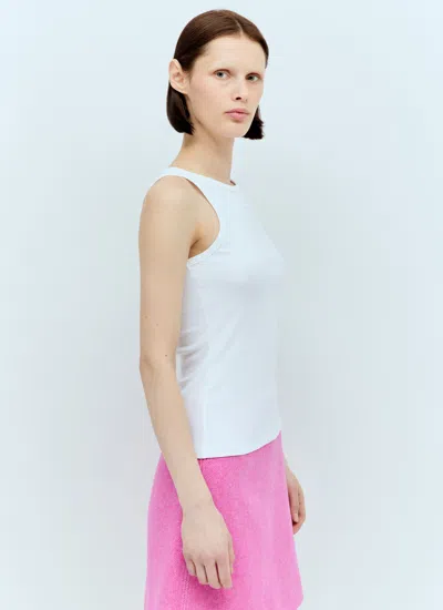 Ganni Soft Cotton Rib Tank Top In White