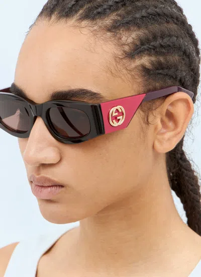 Gucci Women Rectangular Frame Sunglasses In Brown