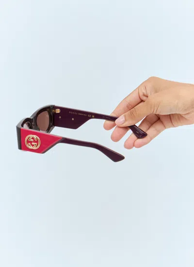 Gucci Women Rectangular Frame Sunglasses In Brown