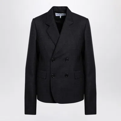 Loewe Grey Wool Double-breasted Jacket Women In Gray