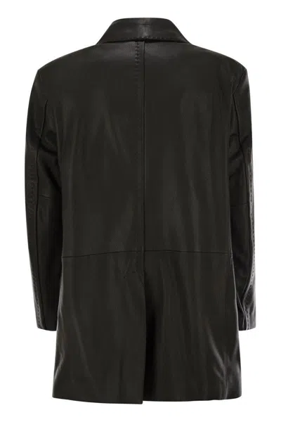 MAX MARA MAX MARA ARDEA - NAPPA LEATHER OVERSIZED BLAZER COAT 