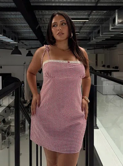 Princess Polly Burkes Mini Dress Red Check Curve In Red Check