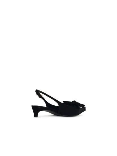 Dolce & Gabbana Satin Slingback Pumps In Black