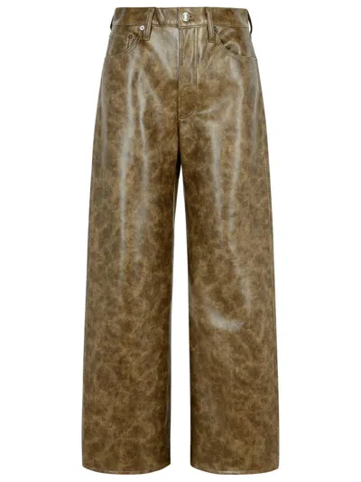 Agolde Brown Recycled Leather Blend Trousers In Brown