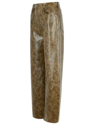 Agolde Brown Recycled Leather Blend Trousers In Brown