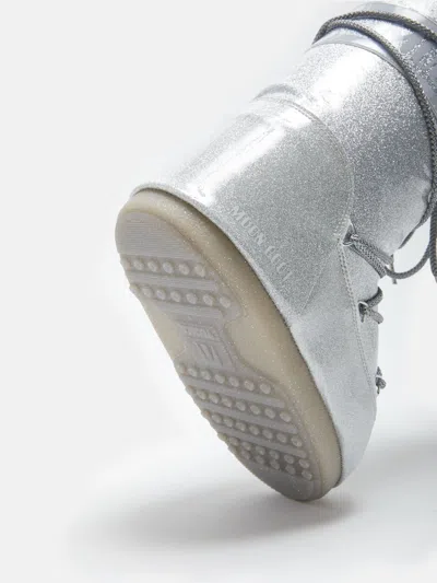 Moon Boot Kids Icon Glitter Boots In Silver