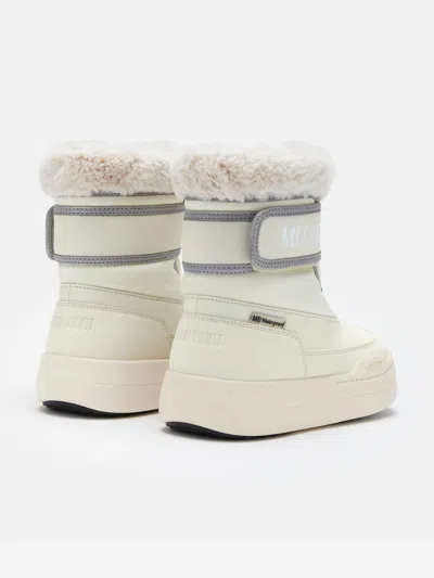 Moon Boot Girls Jr Park Strap Boots In Ivory