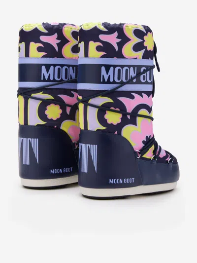 Moon Boot Girls Icon Flower Boots In Multicoloured