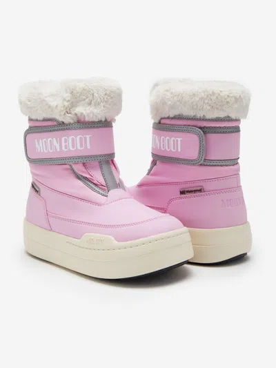 Moon Boot Girls Jr Park Strap Boots In Pink