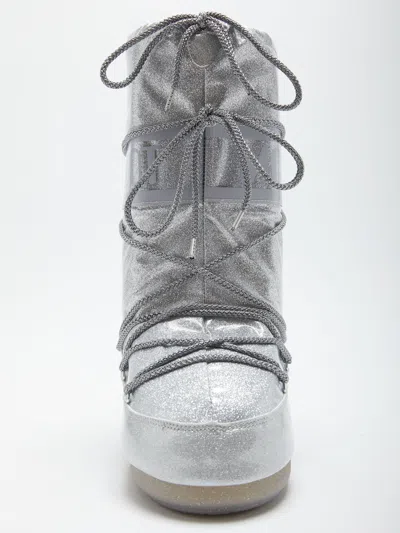 Moon Boot Kids Icon Glitter Boots In Silver