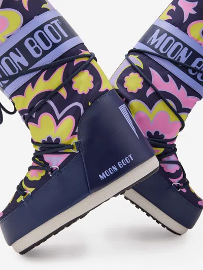 Moon Boot Girls Icon Flower Boots In Multicoloured