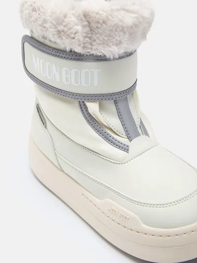 Moon Boot Girls Jr Park Strap Boots In Ivory